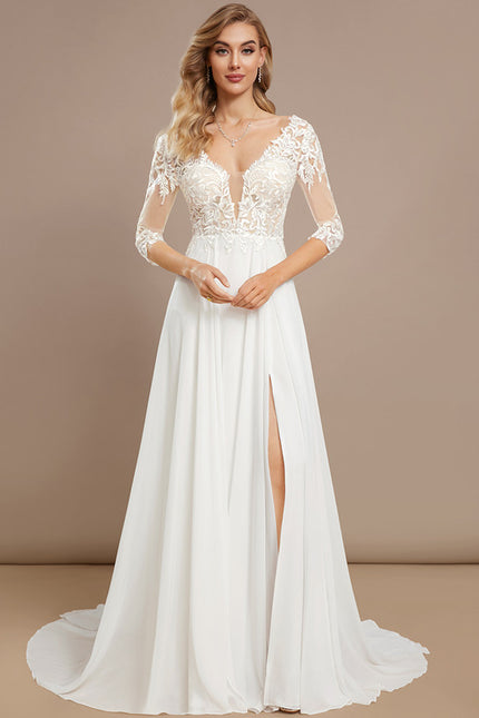 Robe Nuptiale Vaporeuse À Manches. - gallery 3