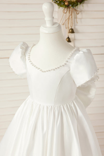 Robe Enfant Satinée Élégante Col Rond - gallery 4