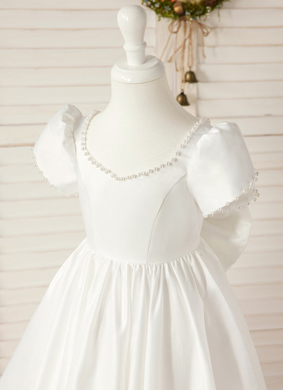 Robe Enfant Satinée Élégante Col Rond - gallery 4