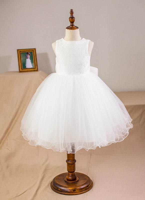 Robe Enfant Mariage Élégante Avec Nœud - gallery 1