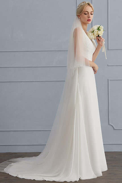 Robe Nuptiale Vaporeuse Élégante Col V - gallery 2
