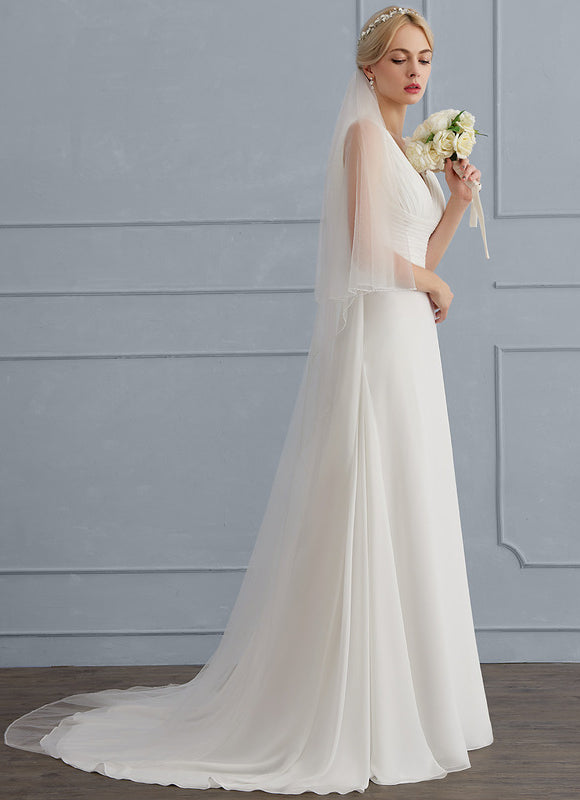 Robe Nuptiale Vaporeuse Élégante Col V - gallery 2