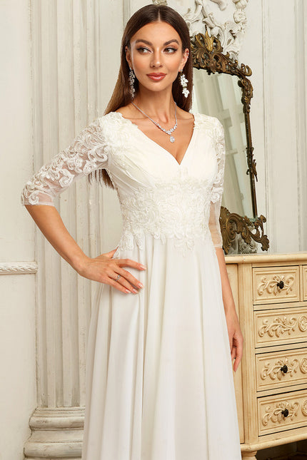 Robe Nuptiale Élégante À Manches Transparentes - gallery 3