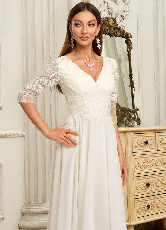Robe Nuptiale Élégante À Manches Transparentes - gallery 3