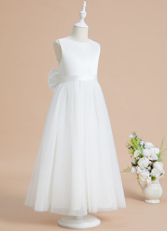Robe Enfant Satinée Avec Nœud Élégant - gallery 1