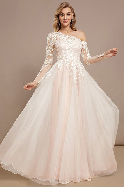 Robe Nuptiale Asymétrique En Tulle - gallery 1