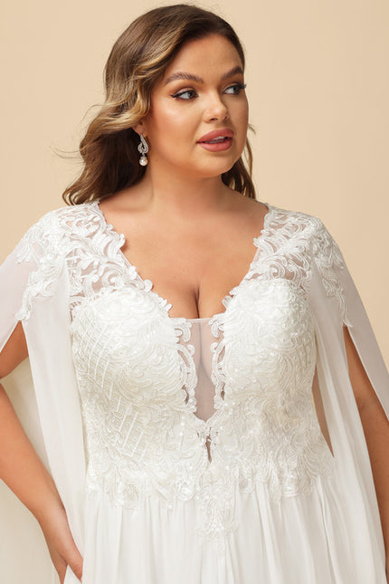 Robe De Mariée Fluide Avec Cape - gallery 7