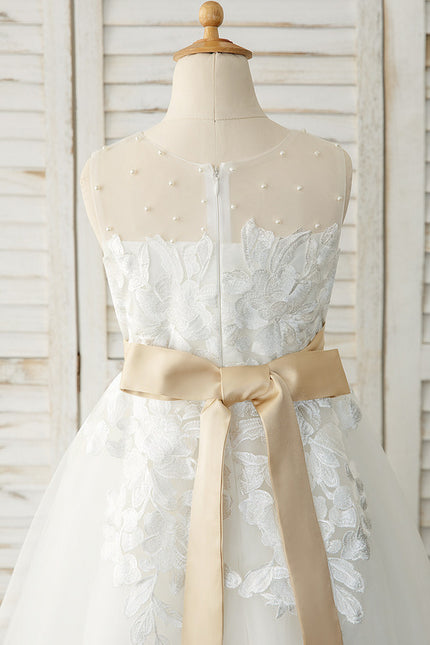 Robe Enfant Mariage Élégante En Tulle - gallery 3