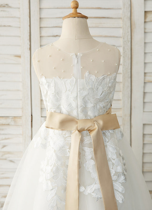 Robe Enfant Mariage Élégante En Tulle - gallery 3