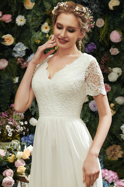 Robe Nuptiale Fluide À Dentelle - gallery 3