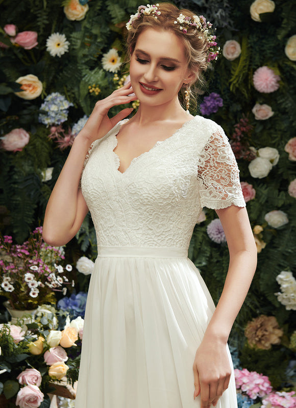 Robe Nuptiale Fluide À Dentelle - gallery 3