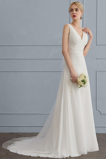 Robe Nuptiale Vaporeuse Élégante Col V - gallery 1