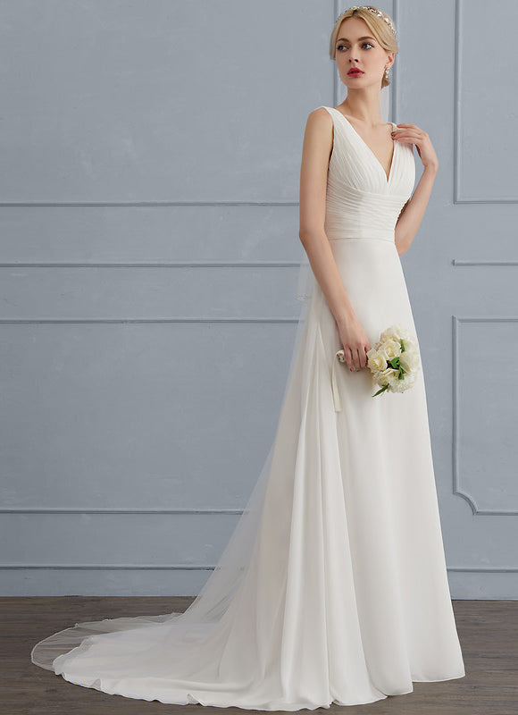 Robe Nuptiale Vaporeuse Élégante Col V - gallery 1