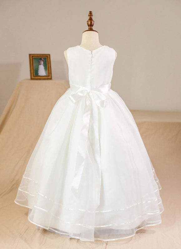 Robe Enfant Mariage Élégante En Satin - gallery 4