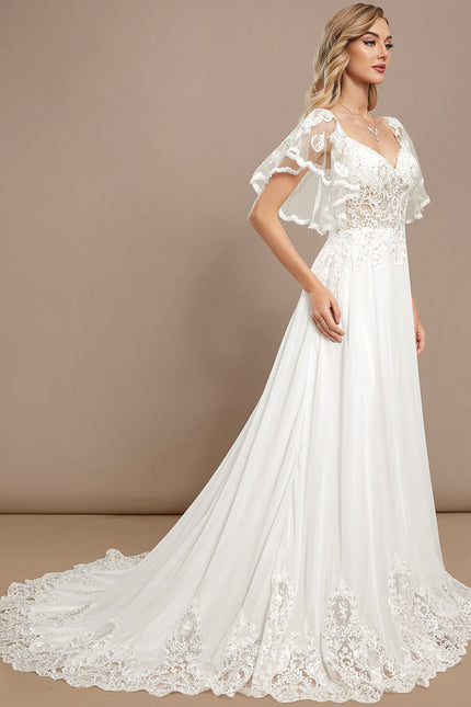 Robe Nuptiale Romantique À Manches Légères - gallery 2
