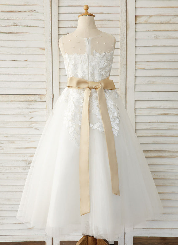Robe Enfant Mariage Élégante En Tulle - gallery 1