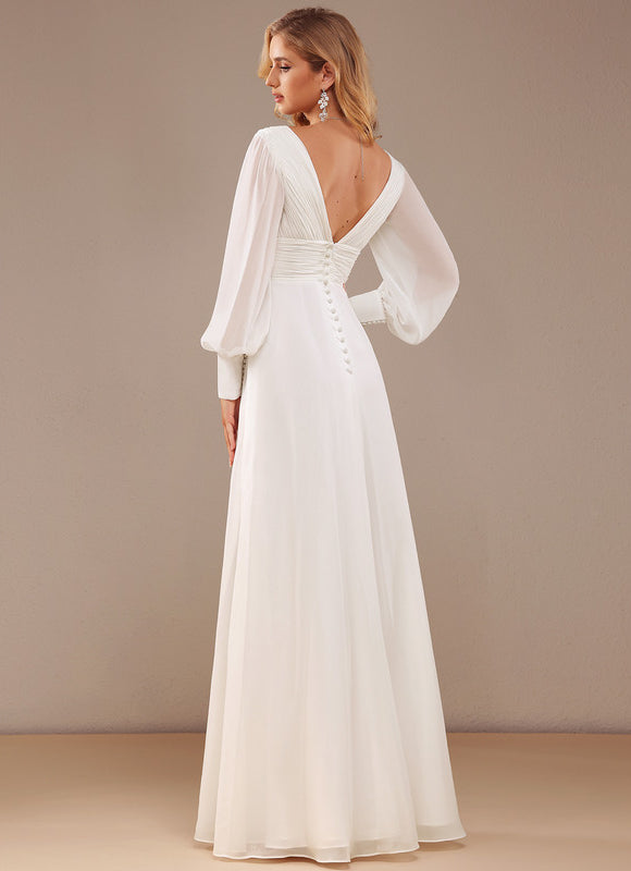 Robe Nuptiale Fluide À Manches Bouffantes - gallery 6