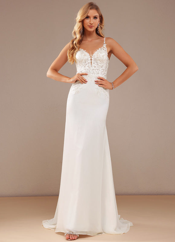 Robe De Mariée Moderne En Mousseline - gallery 2