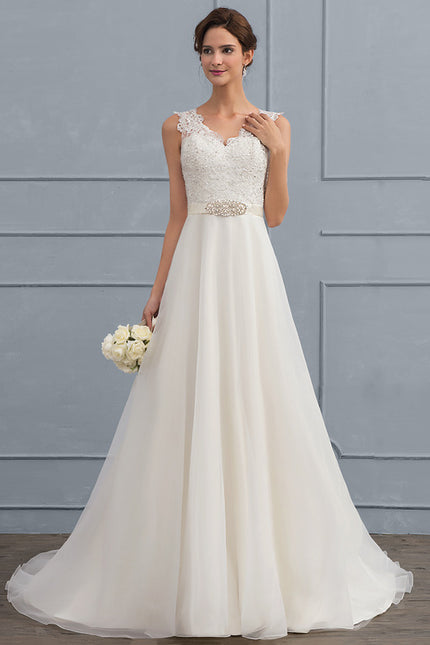 Robe Nuptiale Élégante À Traîne Fluide - gallery 4