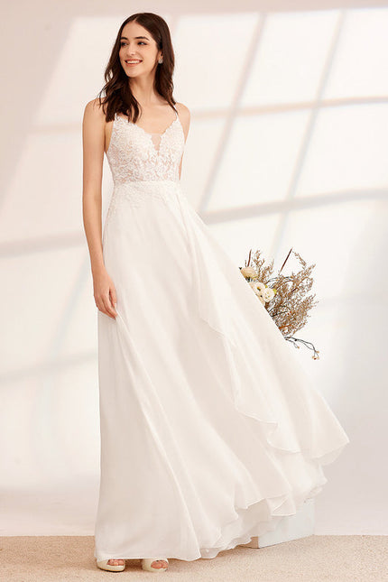 Robe Nuptiale Fluide À Bretelles - gallery 4