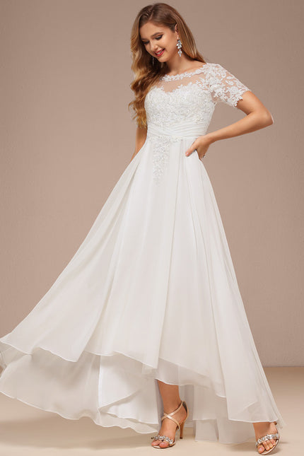 Robe Nuptiale Fluide À Manches Courtes - gallery 2