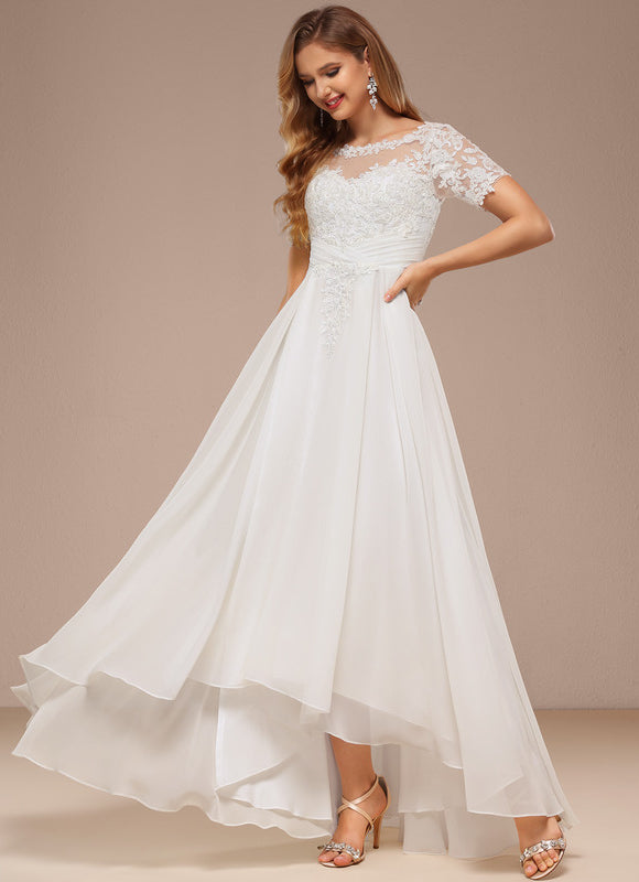Robe Nuptiale Fluide À Manches Courtes - gallery 2