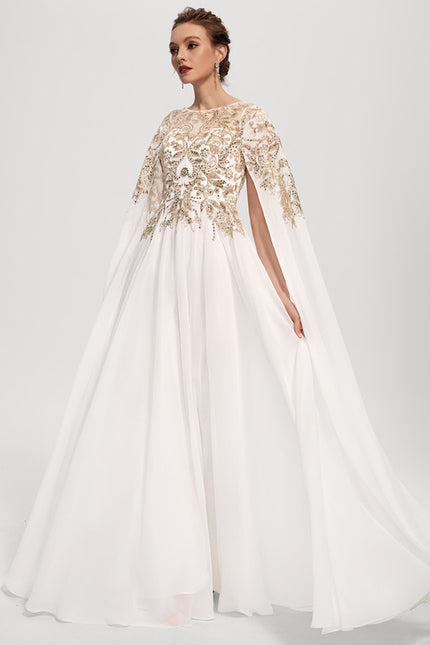 Robe De Soirée Élégante Avec Cape - gallery 3