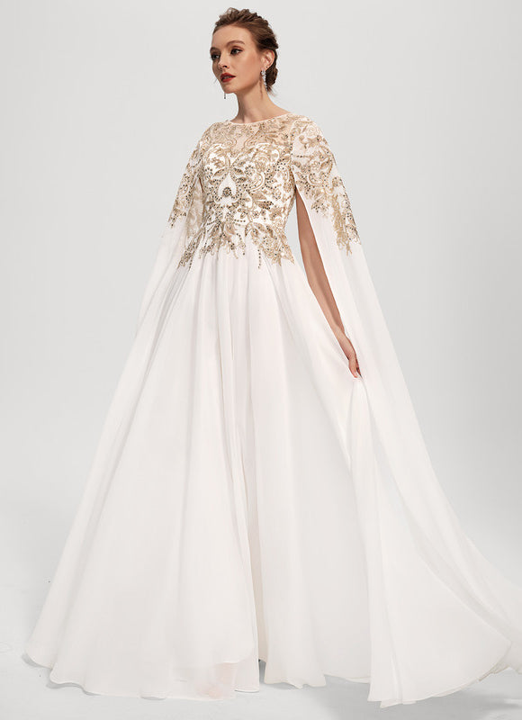 Robe De Soirée Élégante Avec Cape - gallery 3