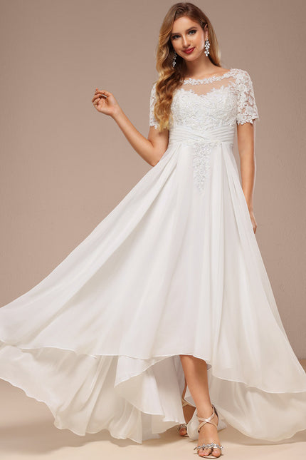 Robe Nuptiale Fluide À Manches Courtes
