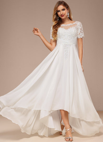 Robe Nuptiale Fluide À Manches Courtes
