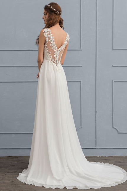 Robe Nuptiale Délicate En Mousseline - gallery 5