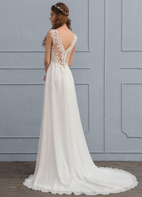 Robe Nuptiale Délicate En Mousseline - gallery 5