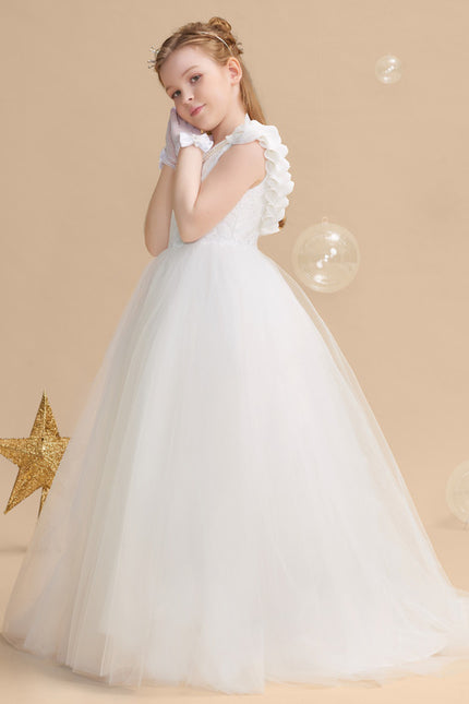 Robe Enfant Nuptiale À Volants Fleuris - gallery 6