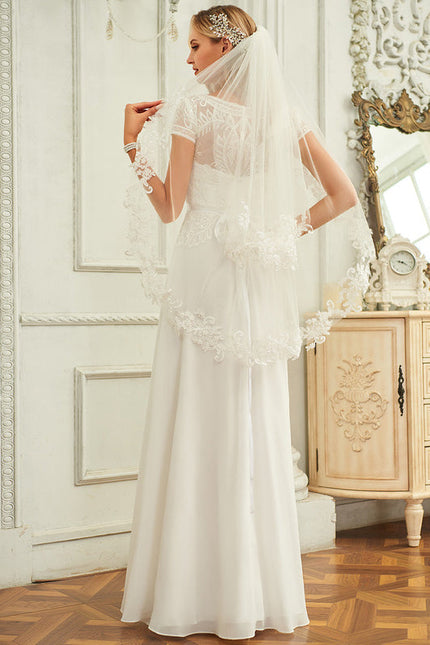 Robe Nuptiale Fluide Avec Cape - gallery 4