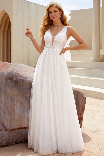 Robe Nuptiale Vaporeuse À Décolleté - gallery 5