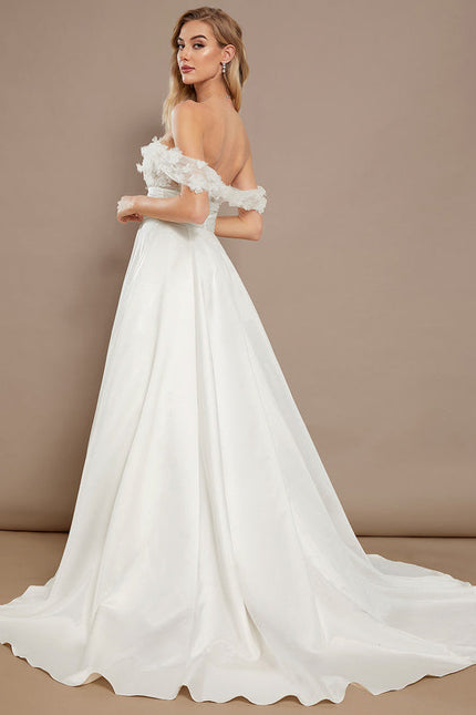 Robe Nuptiale Satinée À Fleurs 3D - gallery 5