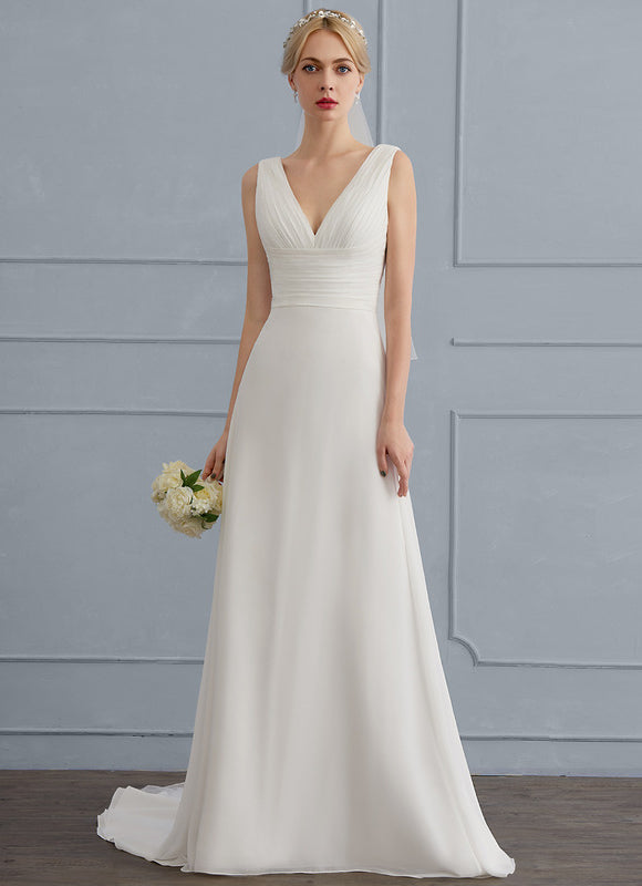 Robe Nuptiale Vaporeuse Élégante Col V - gallery 3