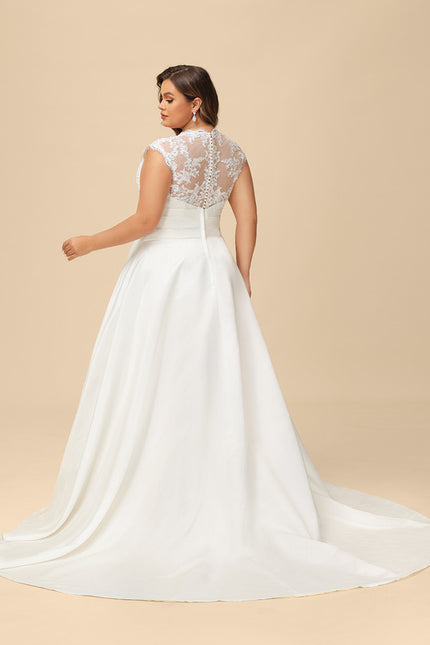 Robe Nuptiale Satinée Élégante Col V - gallery 8