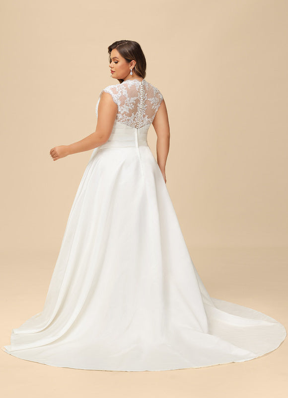 Robe Nuptiale Satinée Élégante Col V - gallery 8