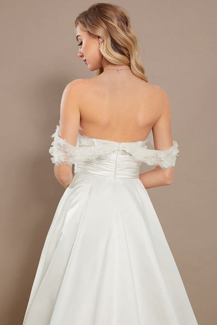 Robe Nuptiale Satinée À Fleurs 3D - gallery 4
