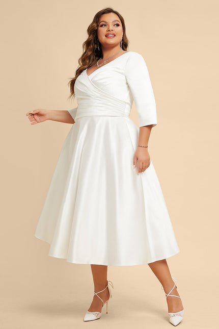 Robe Nuptiale Satinée Élégante Col V - gallery 7