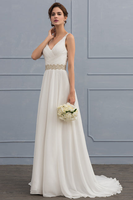 Robe Nuptiale Col V Élégante