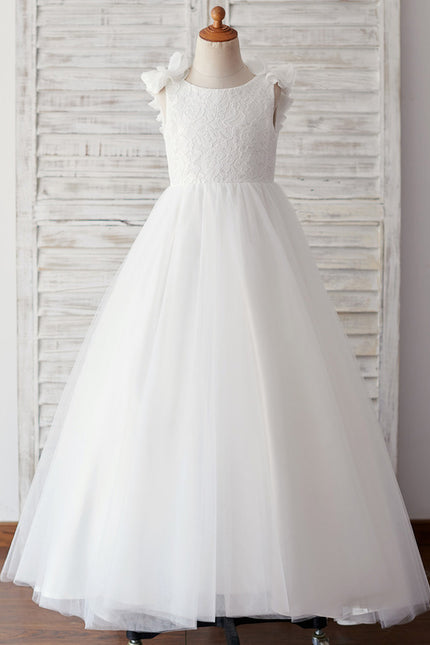 Robe Enfant Nuptiale À Volants Fleuris - gallery 7