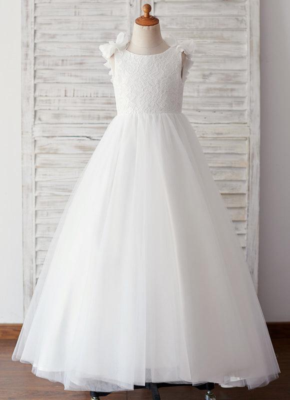Robe Enfant Nuptiale À Volants Fleuris - gallery 7