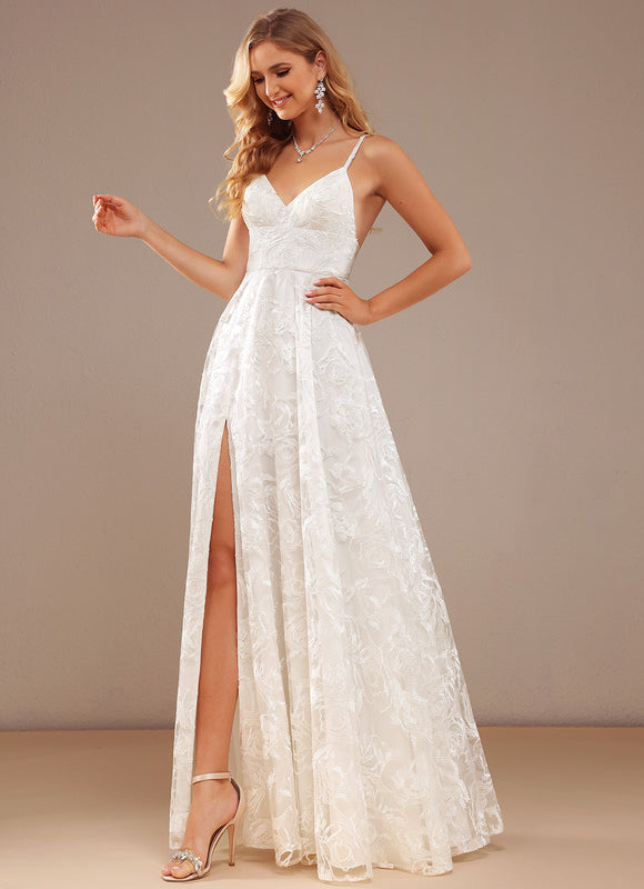 Robe Nuptiale Élégante À Fente - gallery 3
