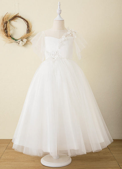 Robe Enfant Nuptiale En Tulle Fleuri