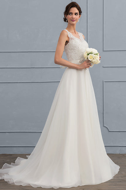 Robe Nuptiale Élégante À Traîne Fluide - gallery 2