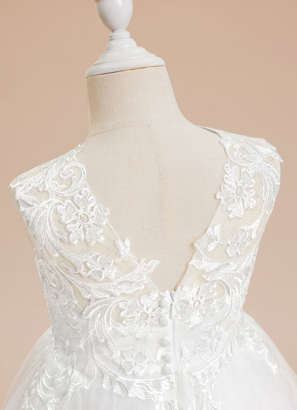 Robe Enfant Nuptiale En Tulle Délicat - gallery 2