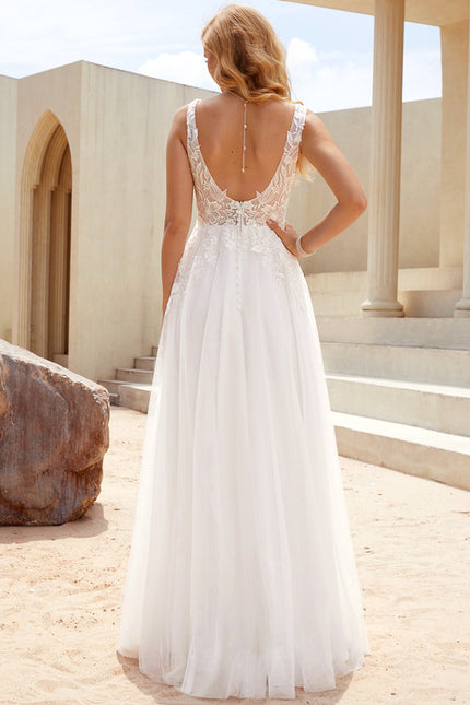 Robe Nuptiale Vaporeuse À Décolleté - gallery 2