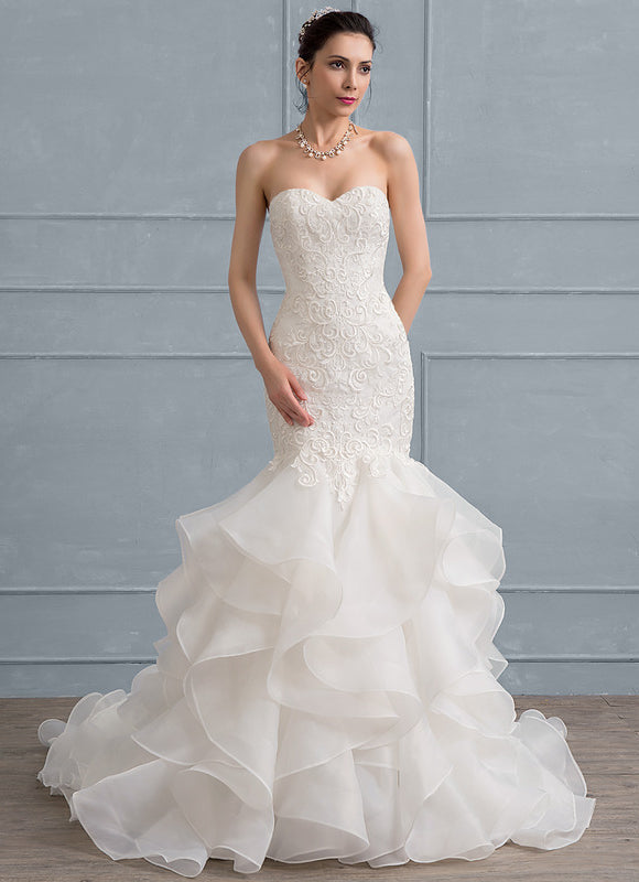 Robe De Mariée Sirène À Volants - gallery 3